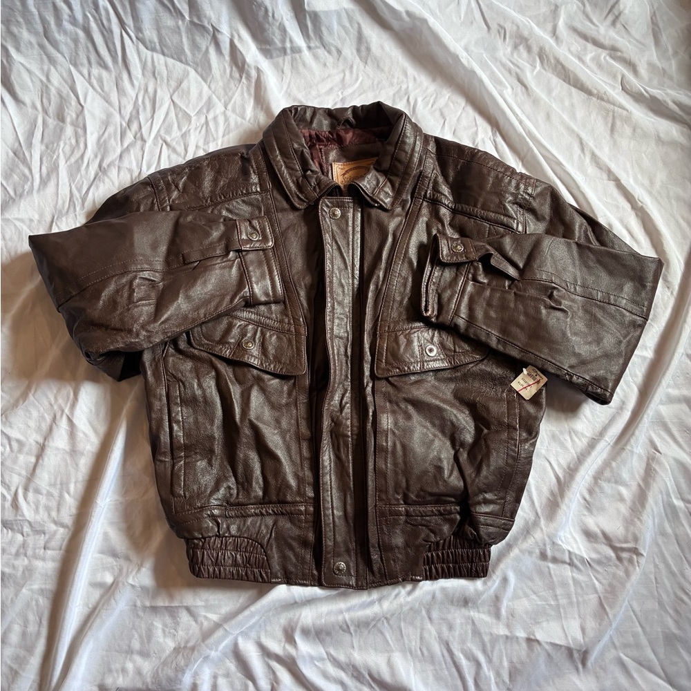 JC Penney St. John’s Bay Authentic Leather Bomber Zippered Jacket